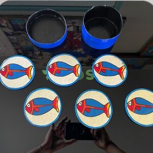 6 Pack Coaster Set, Vivid Fish